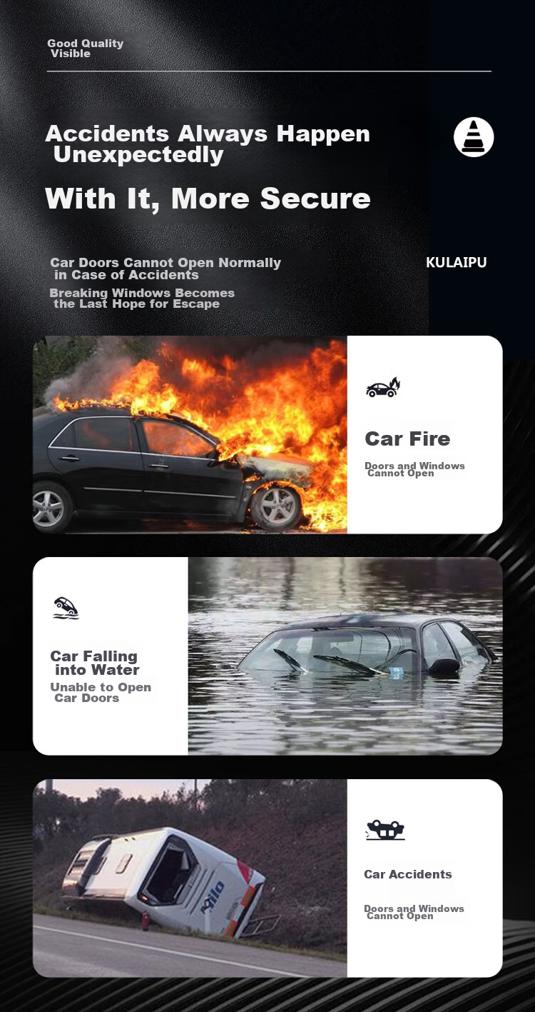 Kulaipu Fire Safety Hammer, Window Breaker, Emergency Rescue Multi-Functional Escape Hammer, Car-Mounted Life-Saving Hammer with Bracket, KLP-84 6