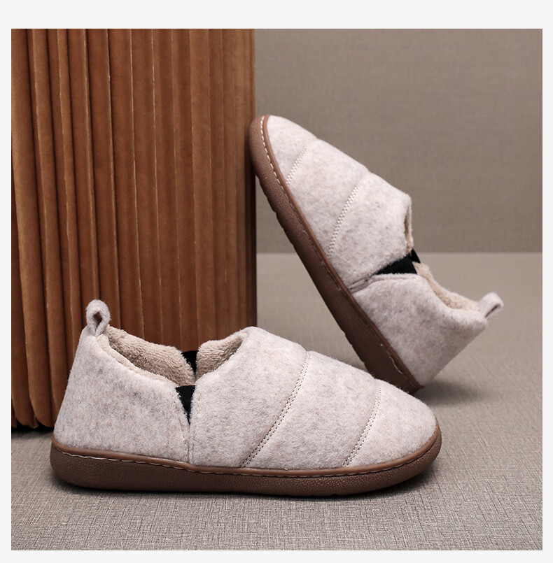 GUOLUOFEI Felt Cotton Slippers, Non-Slip Heel, Men's Autumn Home Wear, Thickened Warm Elderly Cotton Shoes for Women, Navy Blue, Size 40-41 7