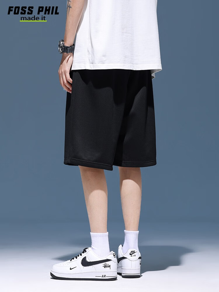 Foss Phil Men's Shorts, Summer Ice Silk Thin Casual Five-Point Pants, Loose Versatile Sports Trousers, FPD04 Black XL 3