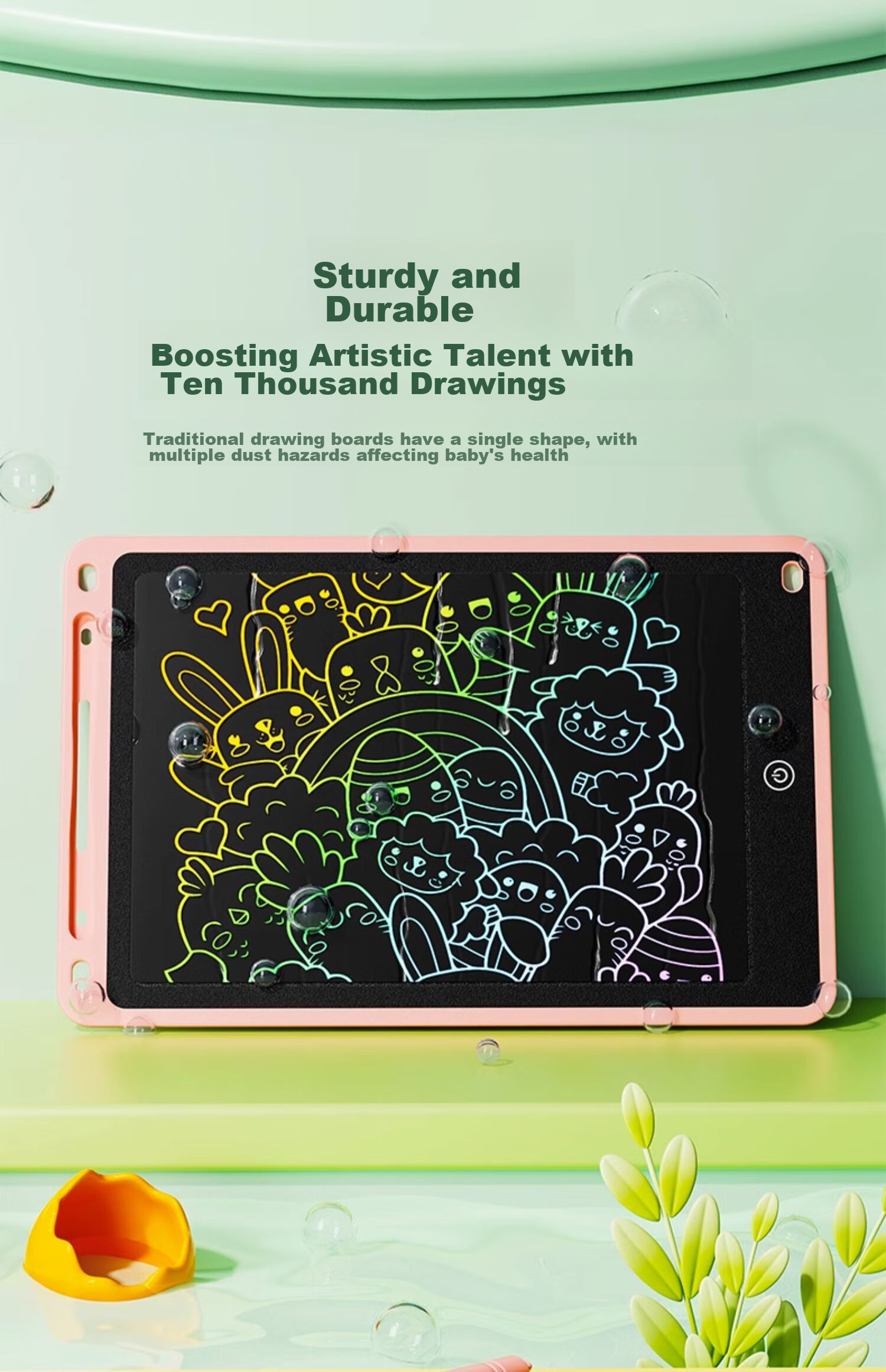 COOKSS Children's Drawing Board, Home Use Magnetic Writing Board for Toddlers, 1-Year Baby Doodle Board, 3 Magnetic Drawing Toy Board with Feet 4