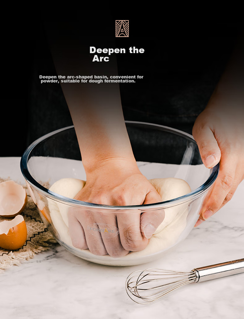 FOR BAKE Glass Mixing Bowl 23cm, Dough Bowl for Home Kitchen Baking, Deep And Thick Glass Bowl for Salad And Cooking 7