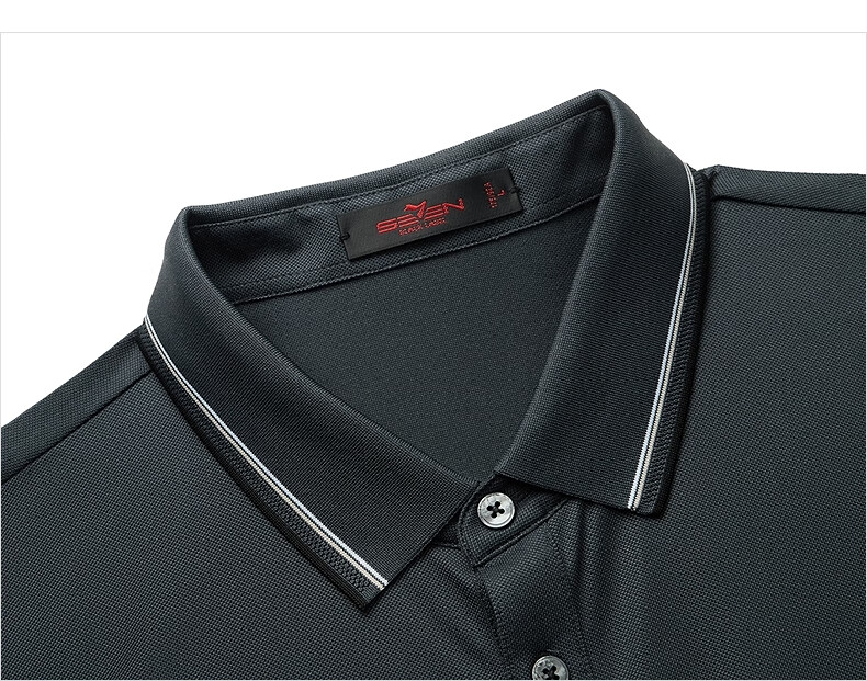 SEVEN [Silk Cotton Blend] Short-Sleeve Polo Shirt with Collar for Men, Spring And Summer Business Casual Men's Top 16
