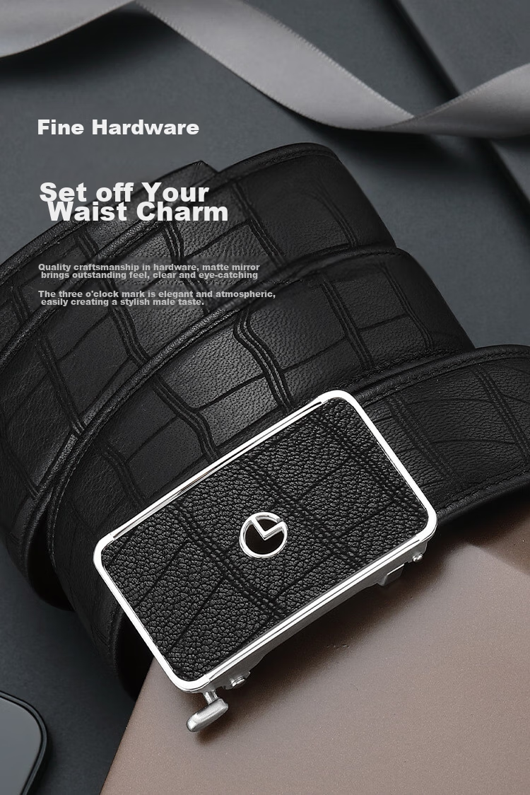 Goldlion Leather Belt with Automatic Buckle, High-Quality Wooden Gift Box, Birthday Present 4
