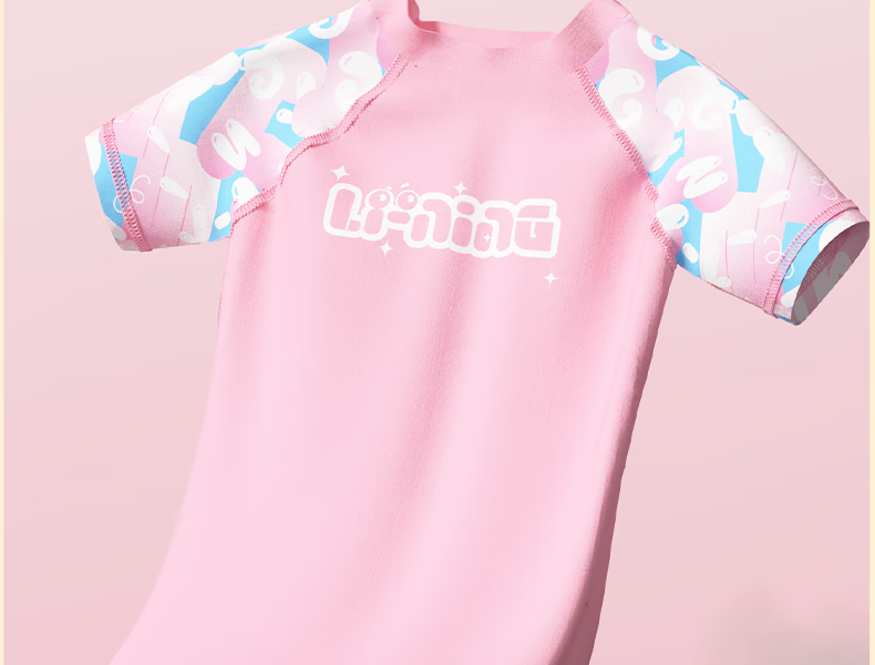 Li-Ning Children's Swimsuit, Girls' Two-Piece Surfing Suit, Comfortable And Breathable, for Beach And Hot Springs, Swimwear 716, Pink, Size 130 11