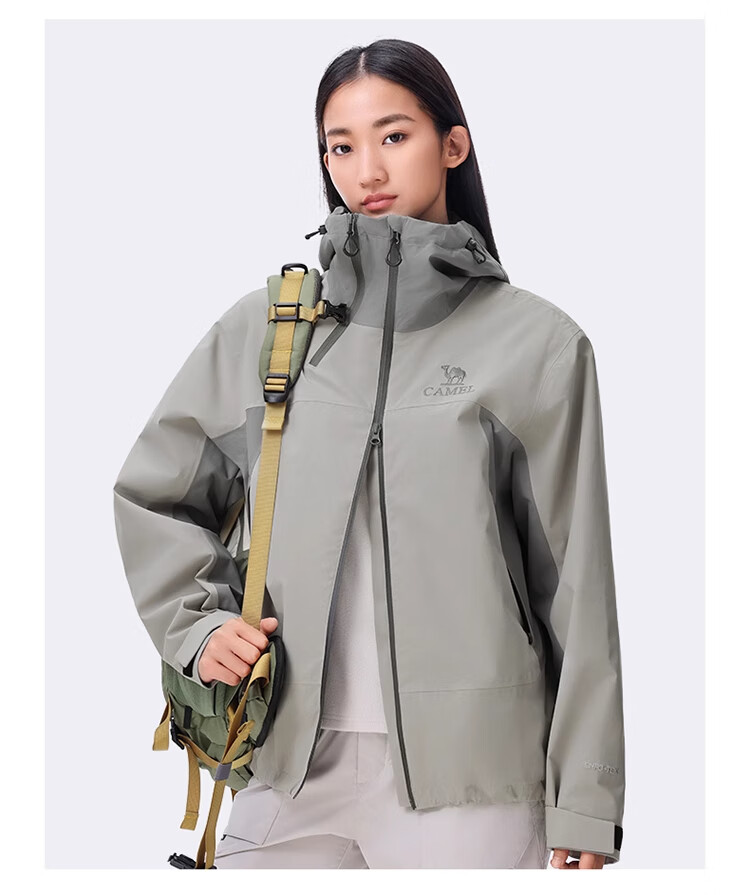 CAMEL Outdoor Hardshell Jacket for Men And Women, Windproof And Waterproof Coat, New Autumn Hiking Wear 2024 [Black Armor] R727 23