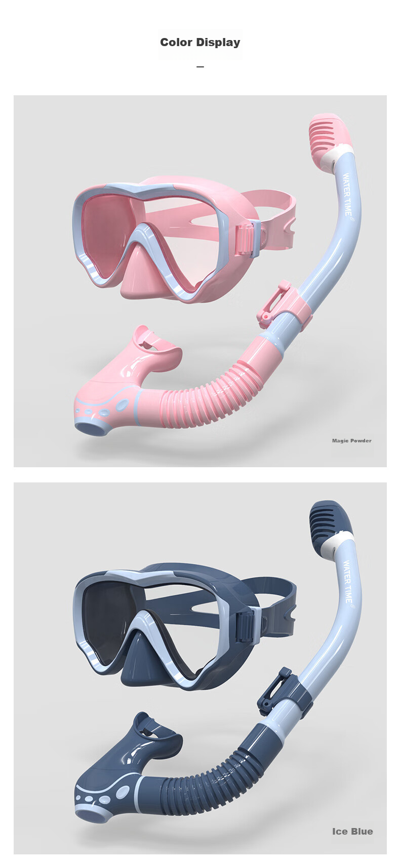WATERTIME / Shuichuan Children's Diving Mask, Snorkeling Three Treasures, Kids' Face Mask, Swimming Goggles, Underwater Swimming Glasses, Magic Pink 10