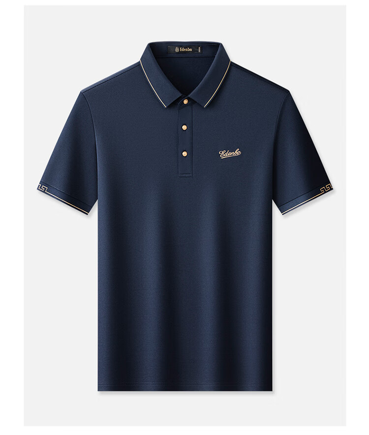 Aidengbao Summer Short-Sleeve Polo Shirt for Men, Embroidered Business Commute Collared Polo T-Shirt, Black 01185/100A(3XL) 9