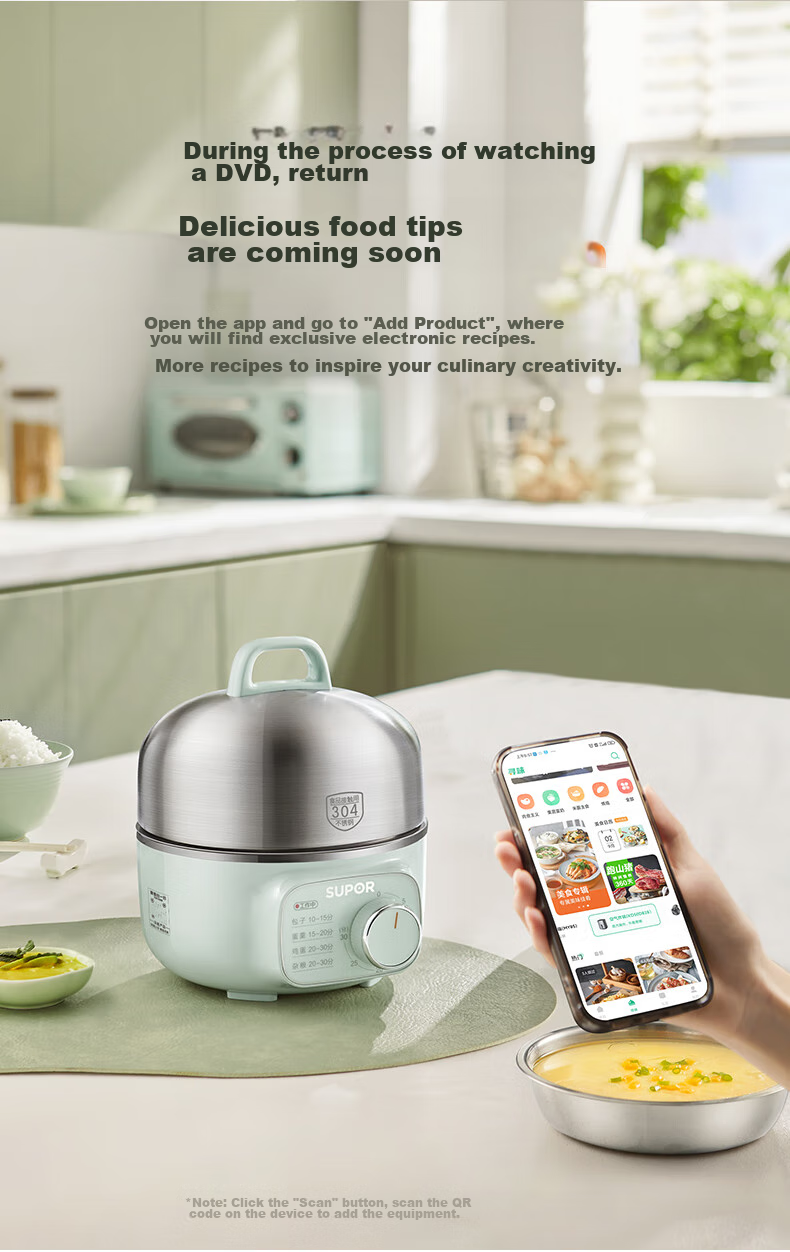 SUPOR Egg Cooker, Small Electric Steamer, Multifunctional Household Non-Coated Stainless Steel Egg Steamer, Egg Cooking Wonder, Can Be Timed And Auto Shut-Off, Z16YK858 Randomly Shipped 9