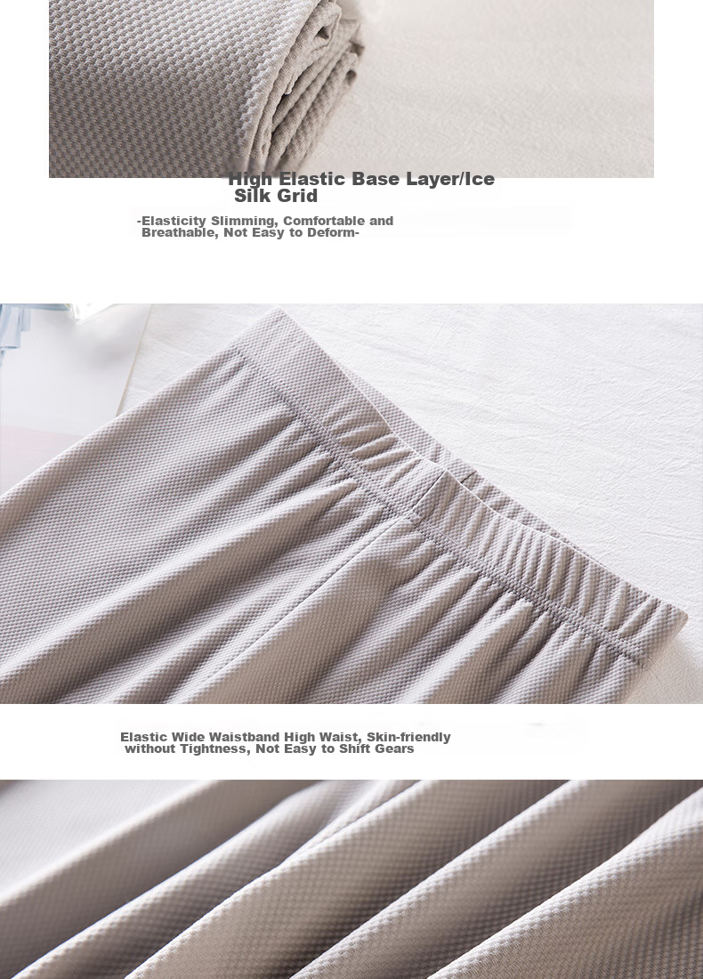 LangSha Women's Ice Silk Leggings for Outer Wear, Thin Summer Style, Elastic Silky Tight High-Waist Slimming Nine-Tenths Pants 10