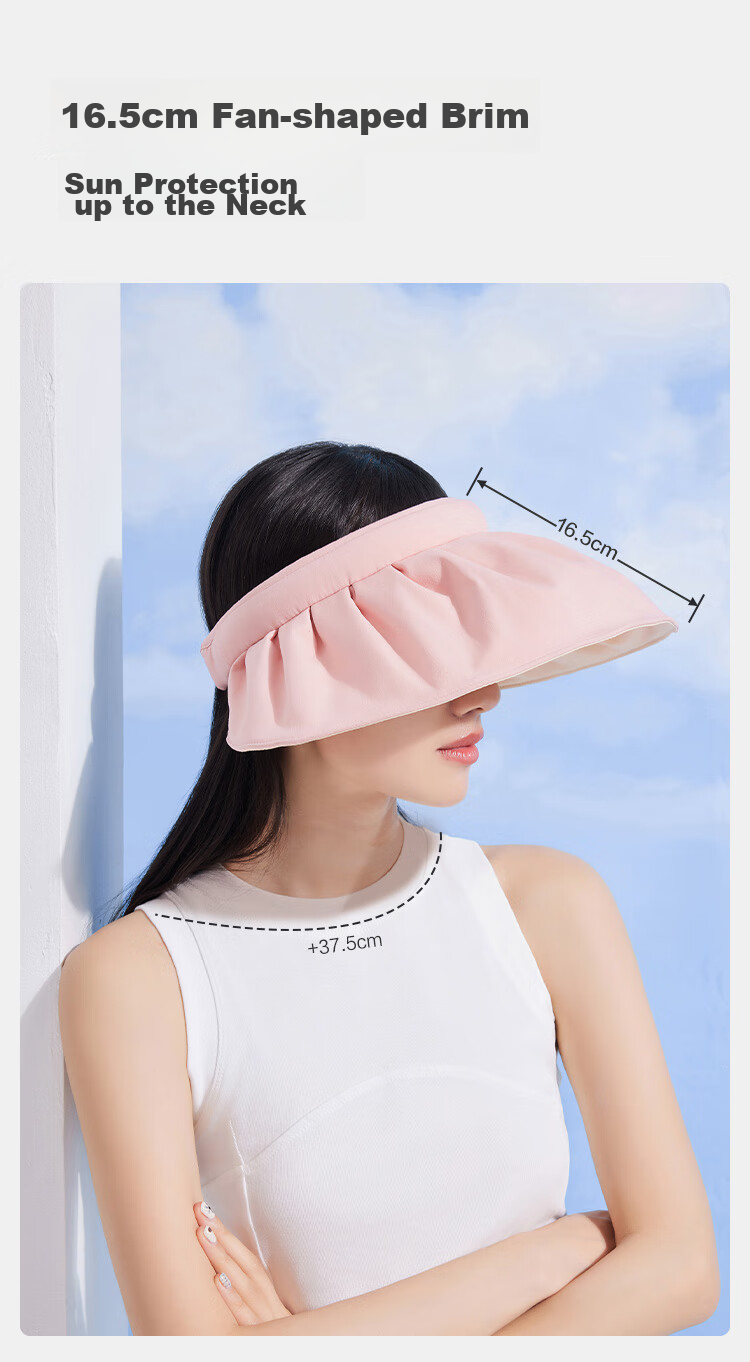 JD Jingzao Shell Sunshade Hat for Women, Large Brim, Black Coating, Foldable, Portable, Beige 4