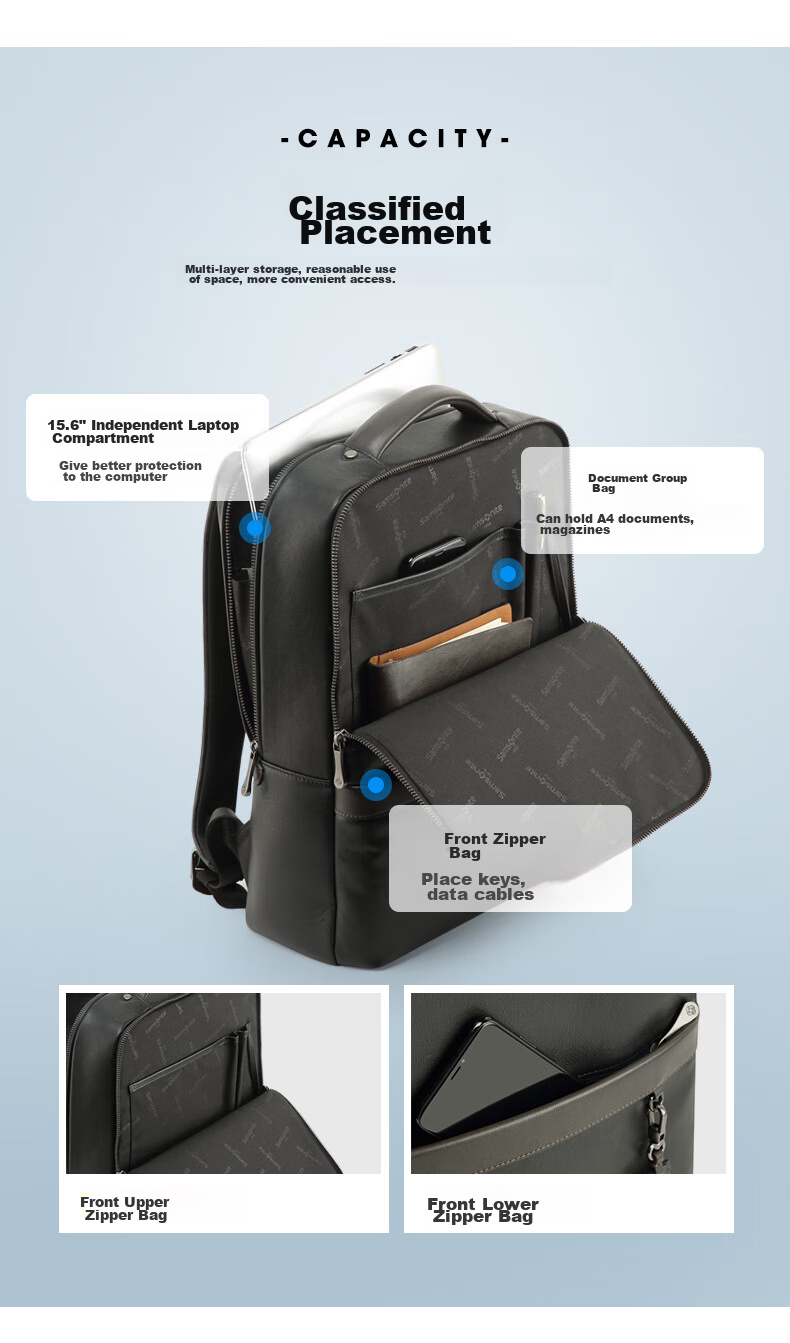 Xinxiuli Laptop Bag, New Cowhide Men's Bag, Men's Backpack, Fashionable Backpack, Black/brown, 14 Inches, BC9*09010 4