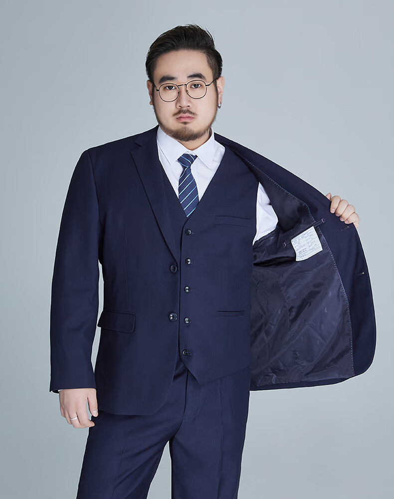 Ayoupang Large Size Suit Set for Men, Loose-Fitting Professional Formal Wear, Business Jacket, Plus-Size Wedding Groom's Suit, Formal Attire 12
