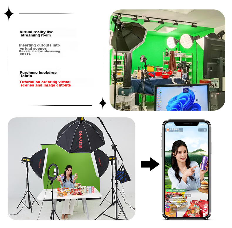 Beiyang Live Streaming Photography Fill Light, 200W Live Streaming Light, Professional Spherical Influencer Host Lighting, LED Soft Light, Studio Photography Light, Video Top Light, Octagonal Soft Box Light 1