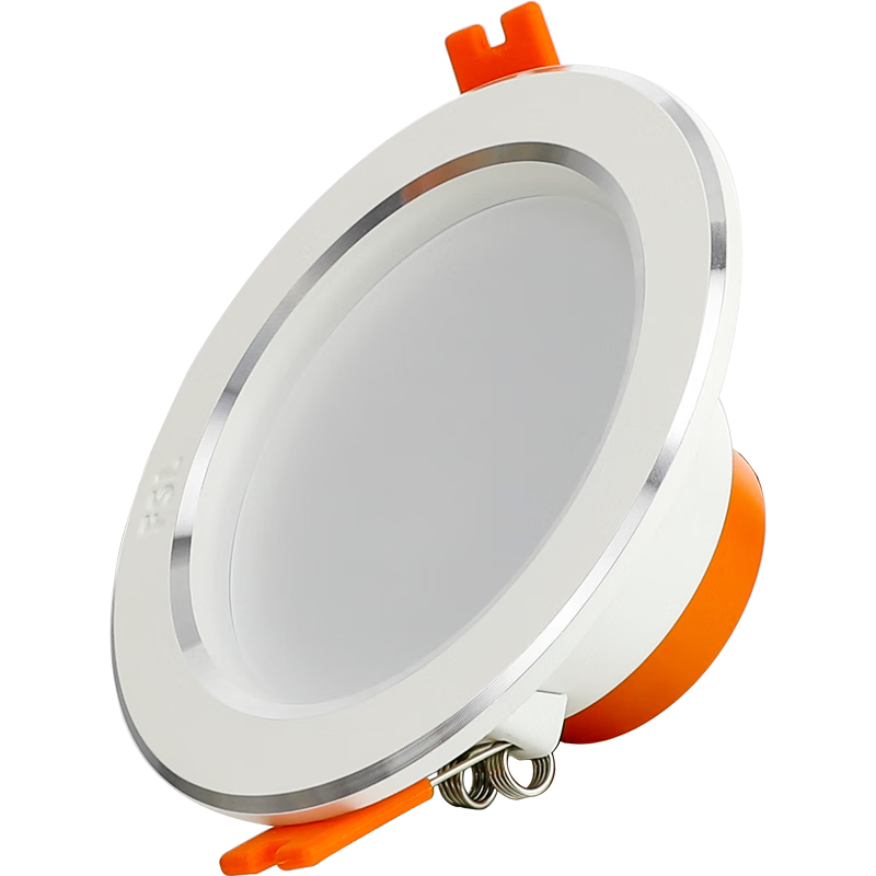 Foshan Lighting (FSL) LED Recessed Downlight Ceiling Spot Light Commercial Entryway Corridor Aluminum Silver Edge 4-inch 12W Cutout 120-130mm Cool White (6500K)