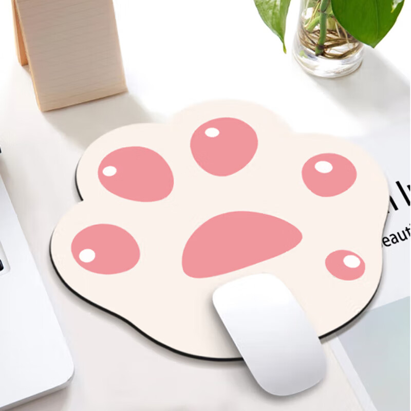 Juyingfeng Mouse Pad, Office Mouse Pad, Cat Paw Design, Creative Cartoon Pattern, Non-Slip Bottom, Washable, Portable Laptop Mouse Pad, Cat Paw Series, Gray And White Color