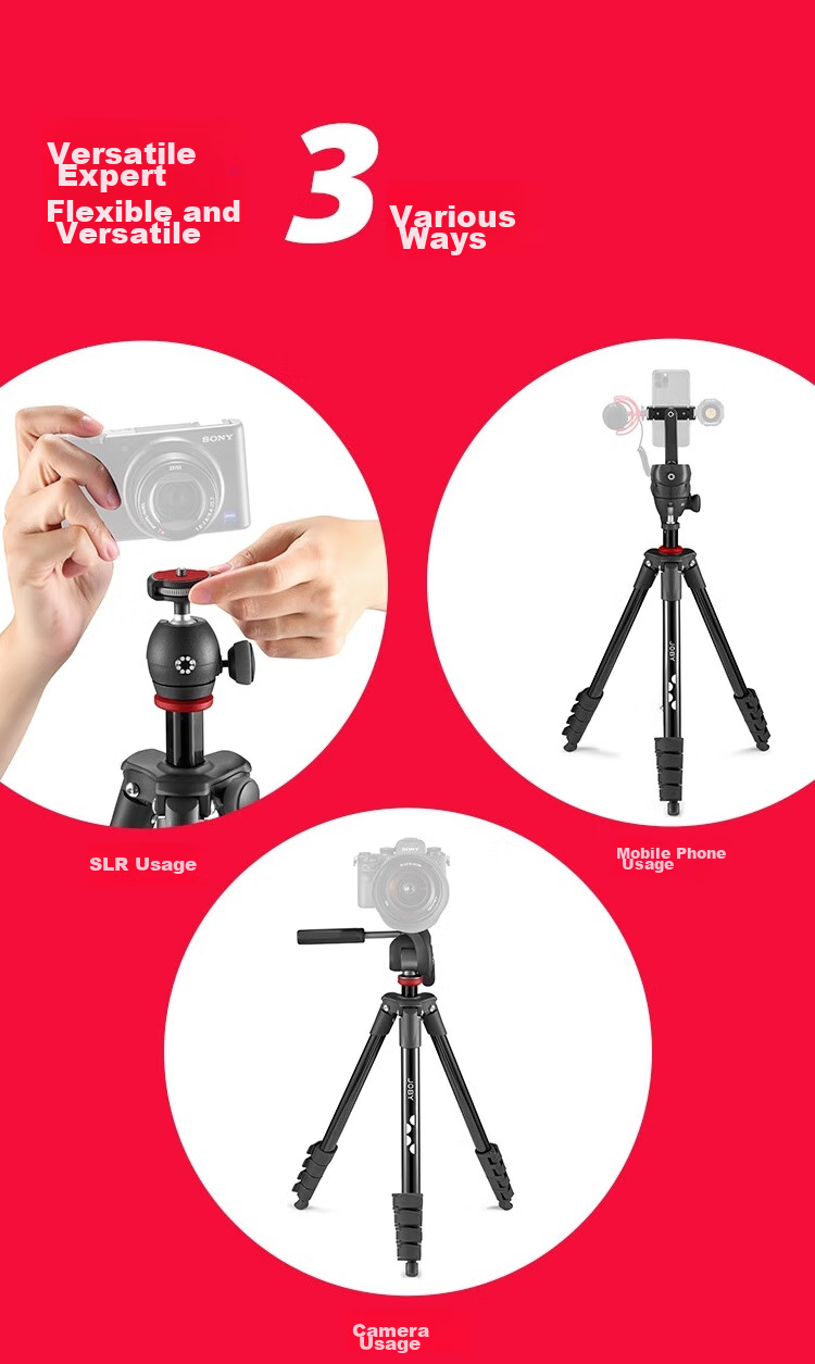 JOBY JB01760-BWW Professional DSLR Camera Tripod, Mirrorless Camera Extendable Adjustable Aluminum Alloy Portable Stand, 1.3 Meters Compatible with Sony And Canon, Load Capacity 1.5KG 6