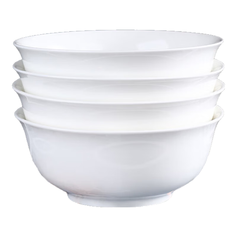 Chuanqi Ceramic Tableware 6-inch Set of 4 Douli Bowls Noodle Bowls Rice Bowls Soup Bowls New White Ceramic