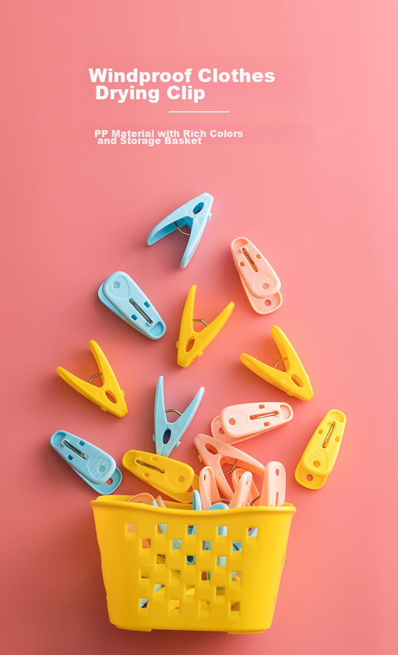 CHAHUA Clothes Hangers, Drying Clips, Clothespins, Bed Sheet Windproof Clips, Large Clips, Sock Clips, Quilt Clips, 24 Pieces 1