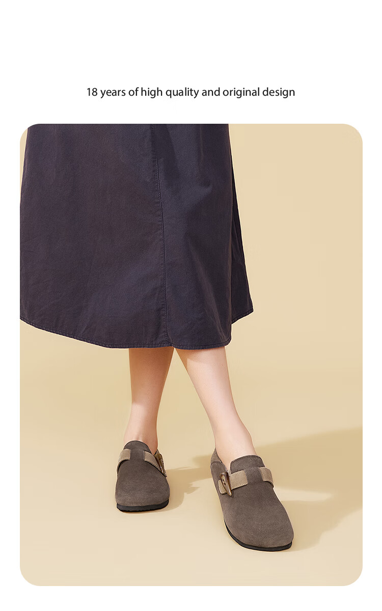 J&M Birkenstock-Style Women's Shoes, Spring Outdoor Wear, Soft Sole, Retro, Full Coverage, Casual, Niche, Women's Flats, Coffee Color, Size 40 9