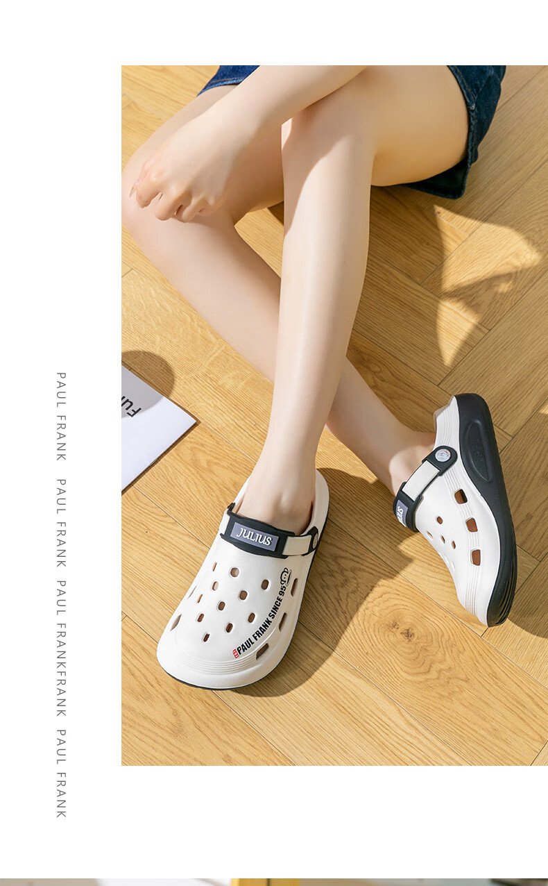 Paul Frank Perforated Shoes, Women's Summer Sandals, Home And Outdoor Wear, EVA Closed-Toe Beach Slippers for Men, 332 White, Women's Size 38-39 8