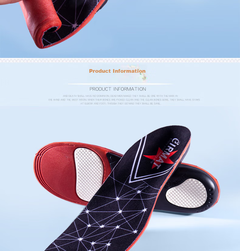 IQGD Sports Correction Insoles for Men And Women, Flat Feet Arch Support, Bunions Correction, Flat Sole 6667, Black And Red, Size XS 10
