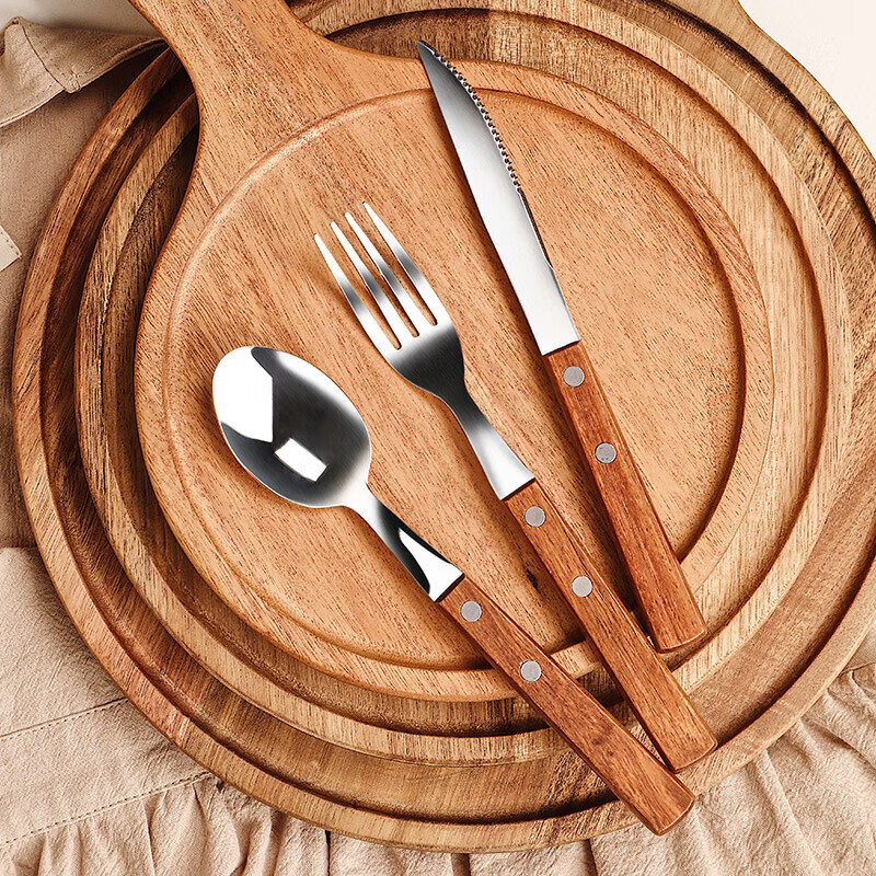 CRISTALGLASS 304 Stainless Steel Steak Knife, Fork And Spoon Set, Western Cutlery, Three-Piece Set, Valentine's Day Gift