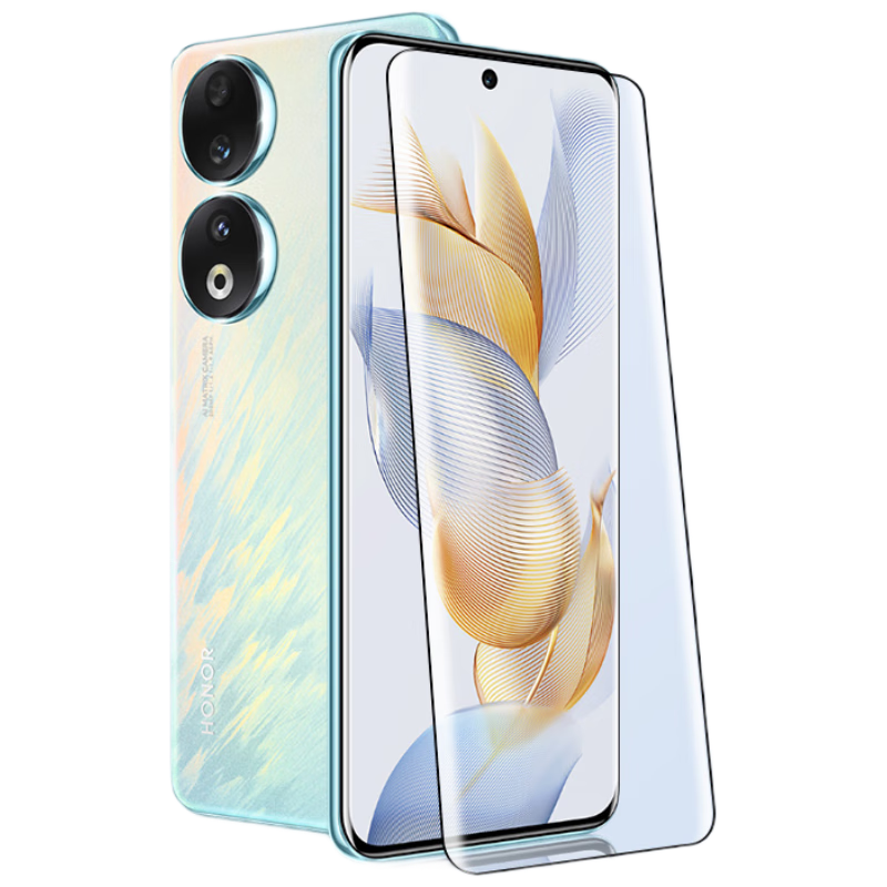 Baozou [Compensation for Defective Products] Suitable for Honor 90 Tempered Glass Screen Protector, Honor 90 Phone Film, Honor Curved Full-Screen Coverage High-Definition Anti-Scratch Anti-Fingerprint Protective Film
