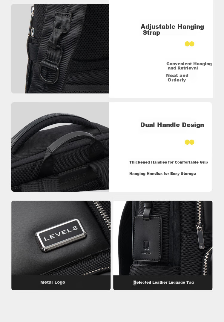 LEVEL8 Men's Business Backpack Explorer 16-Inch Laptop Bag, High-End Executive Bag for Commuting, Travel And School 12