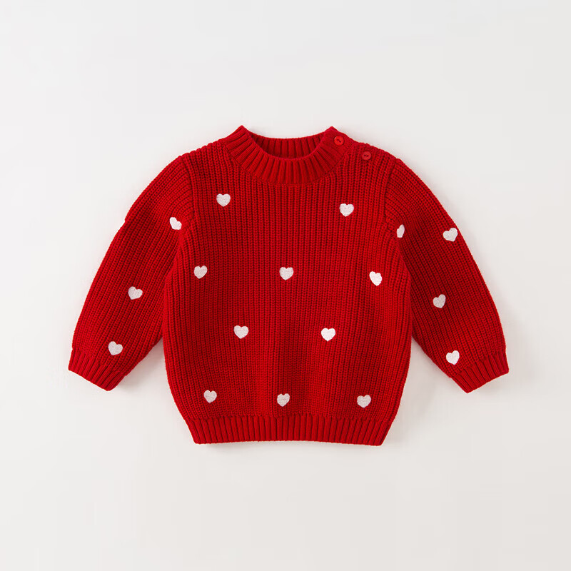 DAVE & BELLA Girls' Red Turtleneck Knit Sweater Autumn Winter Baby Stylish Pullover