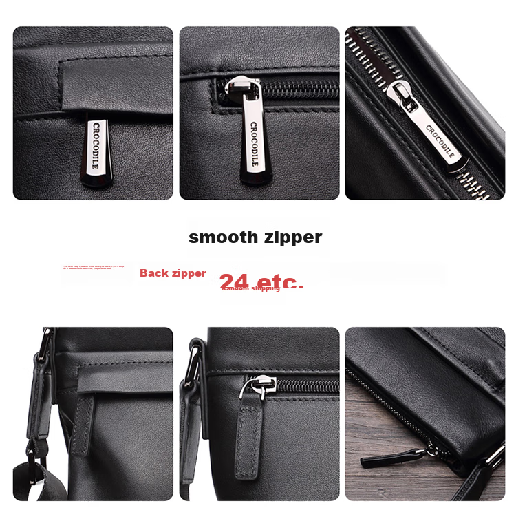 CROCODILE Genuine Leather Fashion Casual Top-Grain Cowhide Men's Business Shoulder Crossbody Bag T2423, Gift for Boyfriend 6