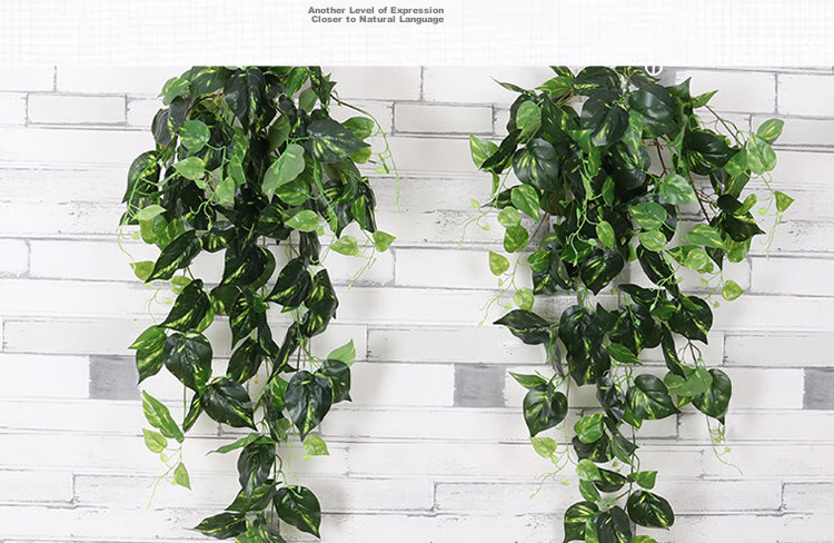 Shengshitaibao Artificial Grape Vine Leaves Plastic Flower Vine Green Plant Hanging Vine Air Conditioning Duct Living Room Decoration, 66 Leaves, 2 Pieces Set 9