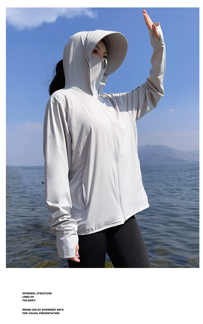 Langsha Sun Protection Clothing for Women, Summer Cool Ice Silk UV Protection Jacket, Breathable Quick-Dry Sports Outerwear 22