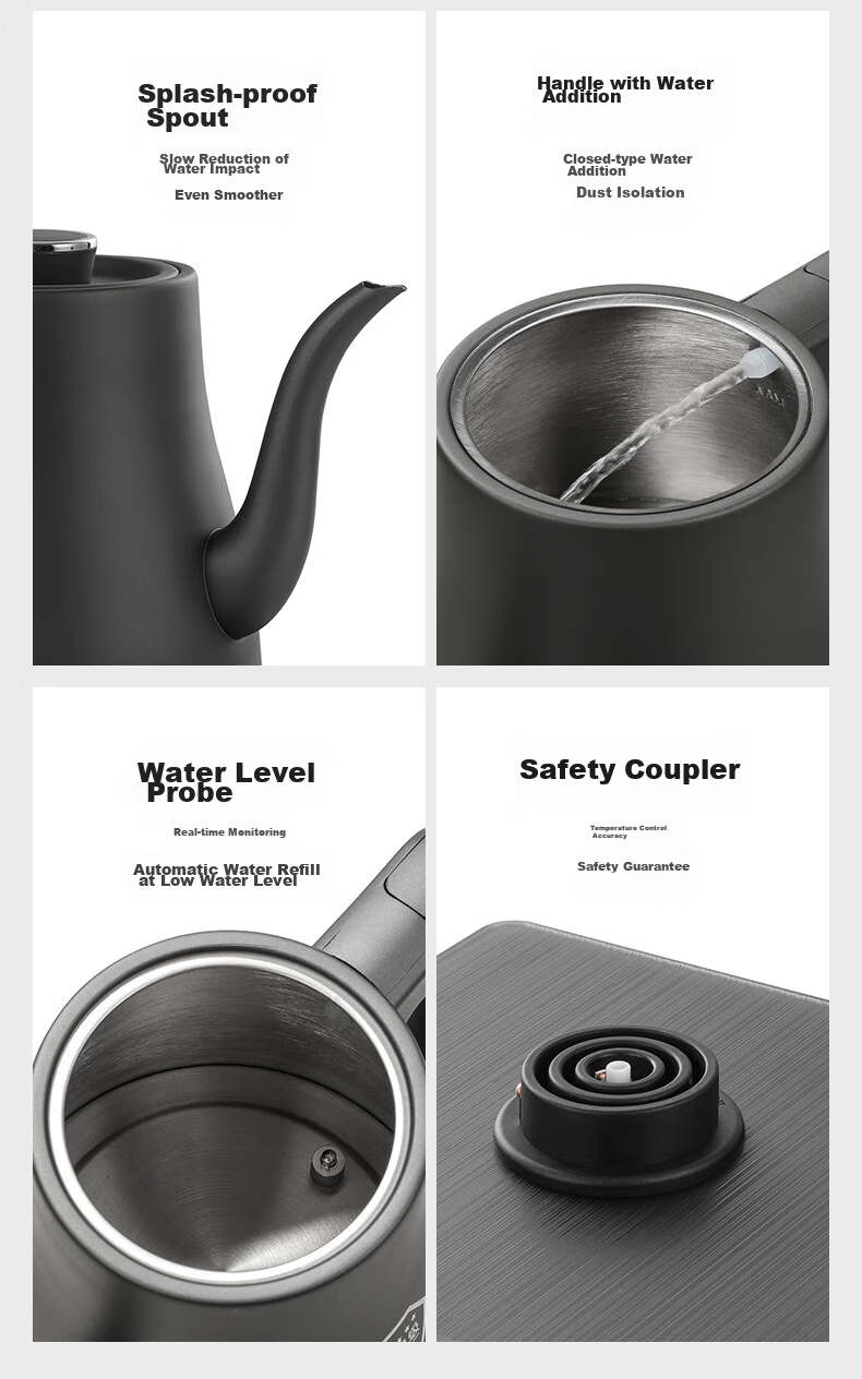 FUNORK Fully Automatic Electric Kettle with Tea Tray, Water Boiler, Specialized All-In Tea Table, Tea Set, Electric Tea Stove, Titanium Gray Handle, Single Burner 15