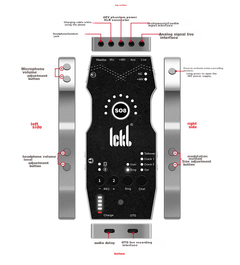 Ickb So8 Sixth Generation Sound Card Set, Mobile Phone Live Streaming, Computer Douyin Kuaishou Universal Streamer Singing, Quanmin K Song Recording, Live Streaming Equipment Complete Set, Condenser Microphone 20