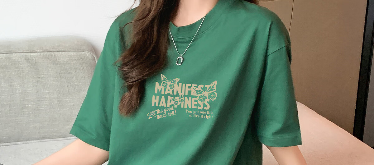 Halo Queen Women's Short-Sleeve T-Shirt, Summer Undershirt, Inner Layer Top, Trendy Letter Print, Loose-Fitting T-Shirt, H143T1418 37