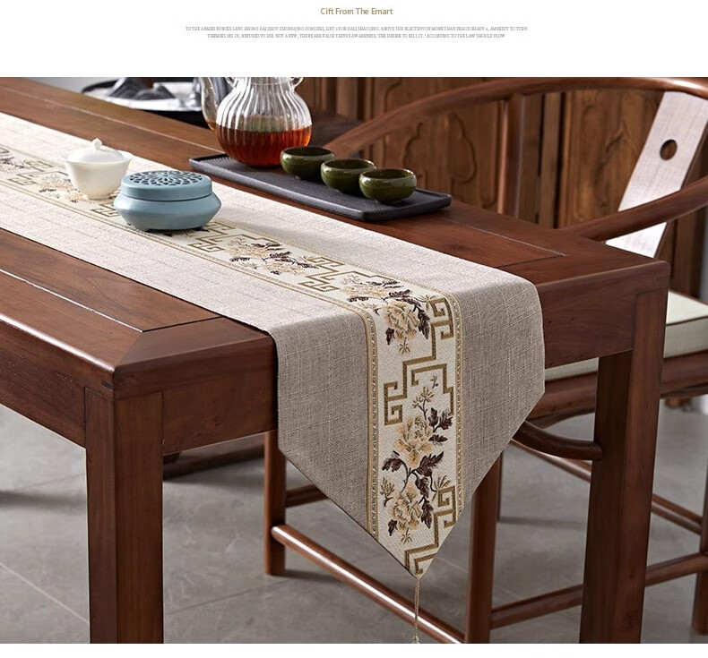 Yinshang New Chinese-Style Table Runner, Zen-Inspired Waterproof Tea Mat, Coffee Table Cloth, Luxurious High-End Tea Table Pad, Long Placemat, 30*220cm 8