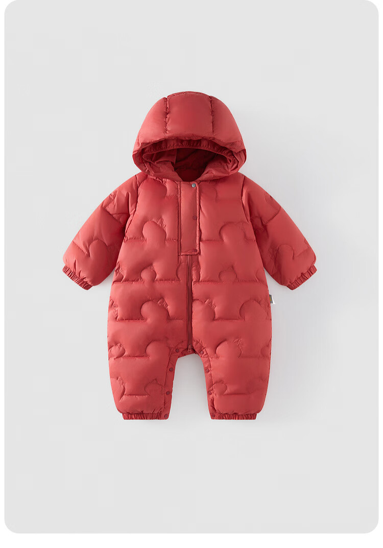 TONGTAI Baby Down Jacket One-Piece Autumn Winter Unisex Hooded Romper Three-Proof Duck Down Crawling Suit Warm Yellow 100cm 12