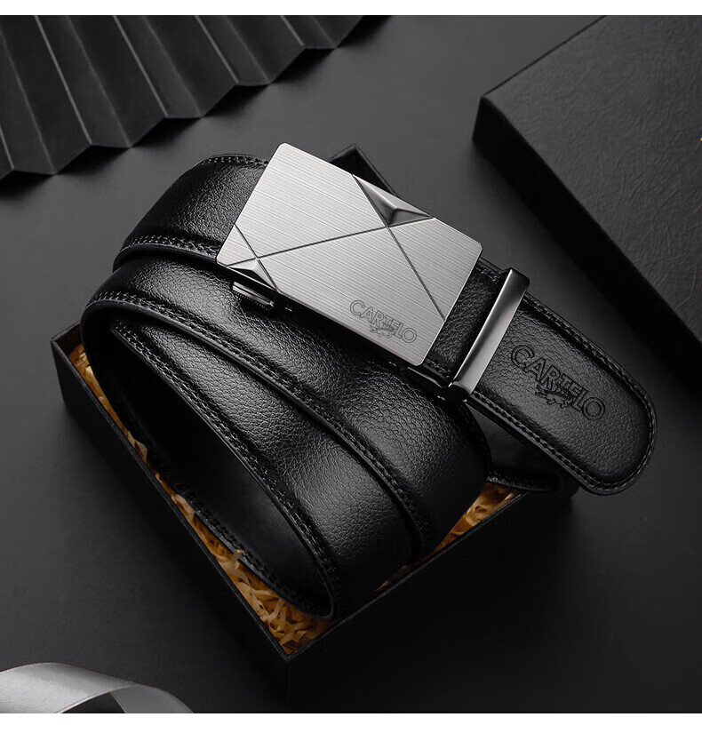 CARTELO Men's Automatic Buckle Belt, Business Casual Trouser Belt, Cowhide Waistband, Gift for Boyfriend, Husband, Or Father 3