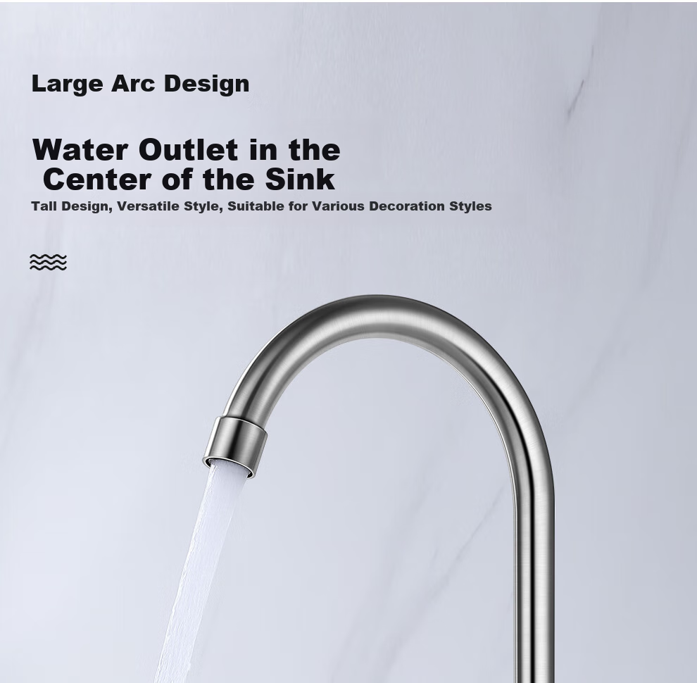 CVBAB Kitchen Single Cold Water Tap, Household Vegetable Washing Sink Faucet, 304 Stainless Steel Rotating Single Cold Tap, CV1365 6