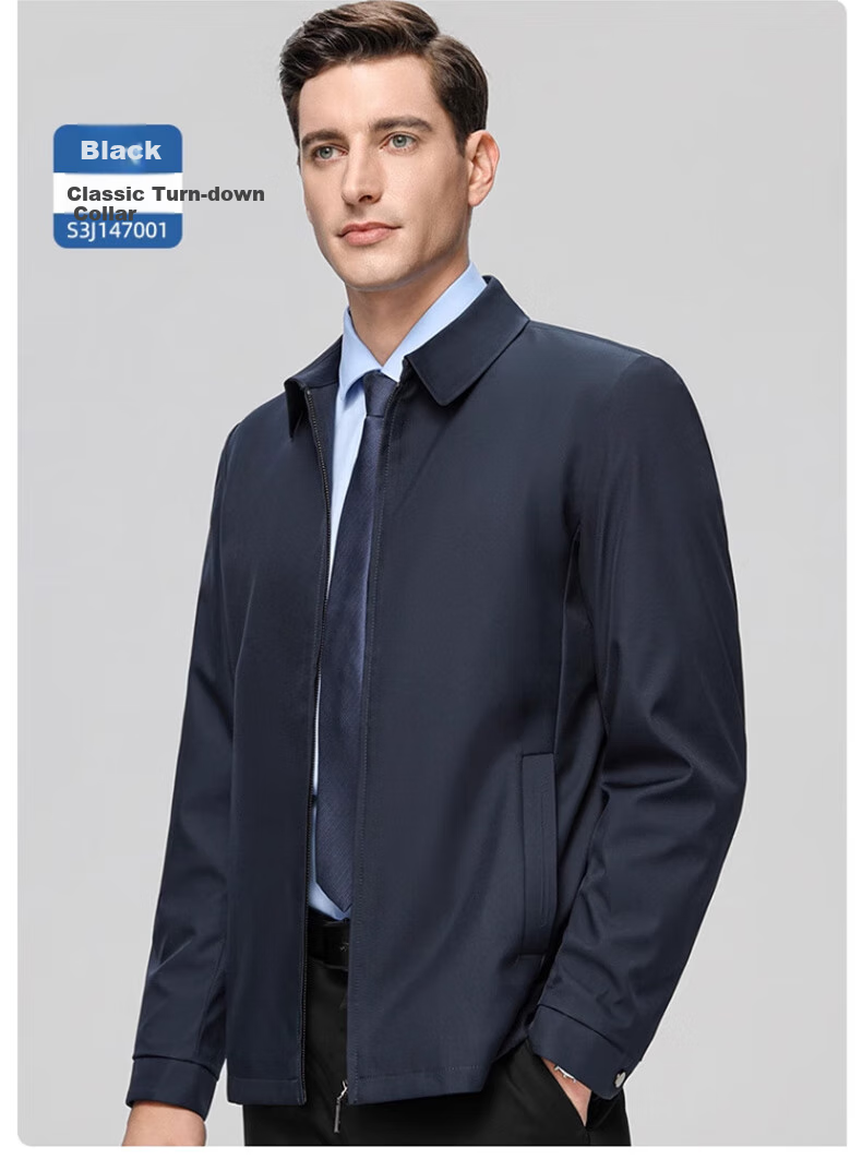 ROMON Lapel Jacket for Men, Spring Season Middle-Aged And Elderly Cadre Outfit, Business Casual Dad Wear JK001 Khaki 2XL 14