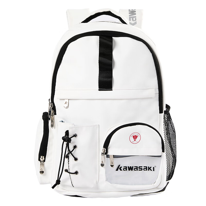 KAWASAKI Badminton Bag, Large Capacity Backpack, Professional Sports Backpack with Separate Shoe Compartment C8245 White
