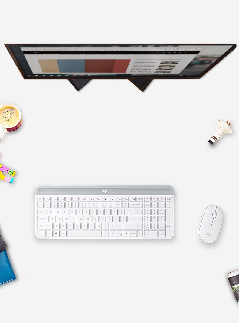 Logitech MK470 [Enterprise Grade] Wireless Office Keyboard And Mouse Combo, Computer Laptop Membrane Keyboard with Wireless 2.4G Receiver, White [Order Bonus] 7