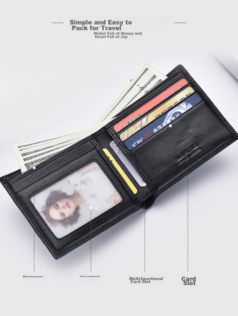 Hush Puppies Wallet, Men's Leather Short Casual Purse, Driver's License Holder, Ticket Holder, Birthday Gift 2