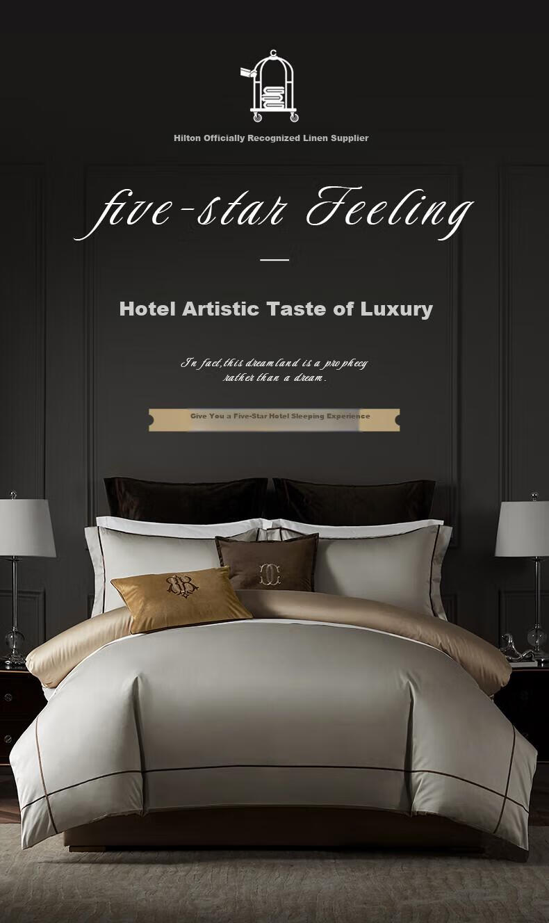 Canasin Hotel Bedding, 100-Piece Pure Cotton Bedding Set, Satin Bedding Set with Bed Sheet, Duvet Cover, Pillowcases, Gray, for 1.8-Meter Bed 1
