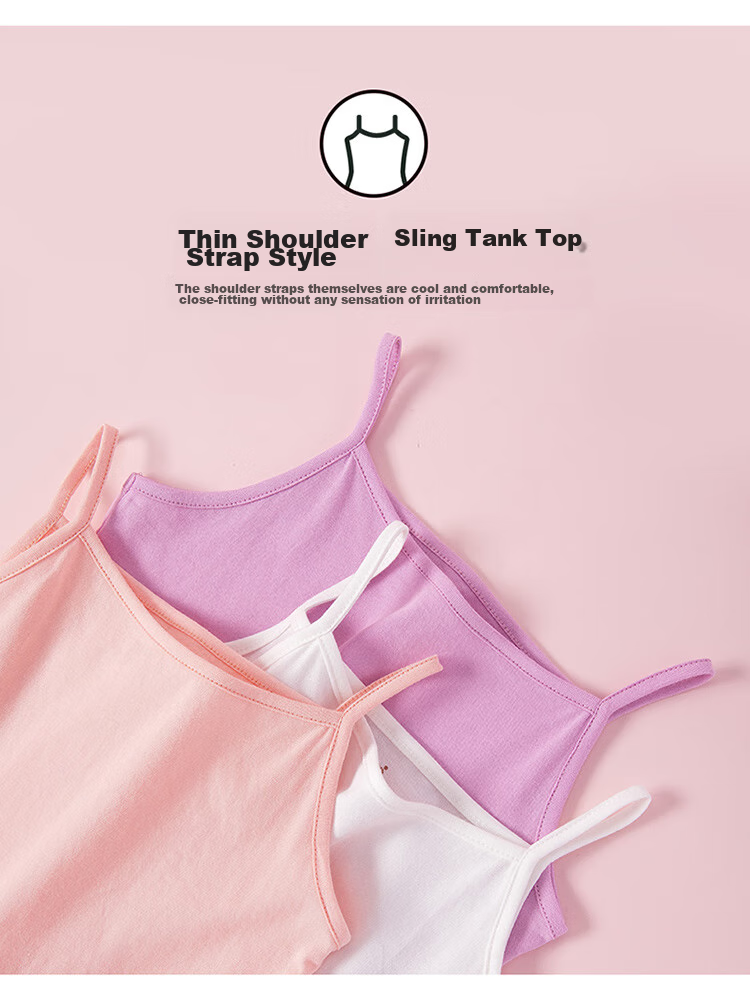 Dingguagua Girls' Camisole, Pure Cotton Baby Children's Underwear, Inner Wear Undershirt, All Cotton, 6419, 120 8