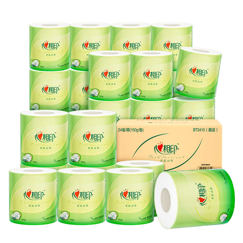 Mind Act Upon Mind Core Toilet Paper, Roll Paper, Tea Language Series, 4-Ply 150g*24 Rolls Soft And Thick Skin-Friendly, Toilet Tissue, Whole Box