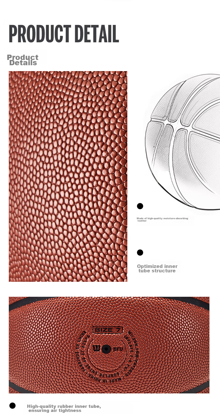 Wilson NBA Series Black Color ETERNAL PLUS Moisture-Absorbing Non-Slip Indoor And Outdoor Adult Size 7 Basketball 5