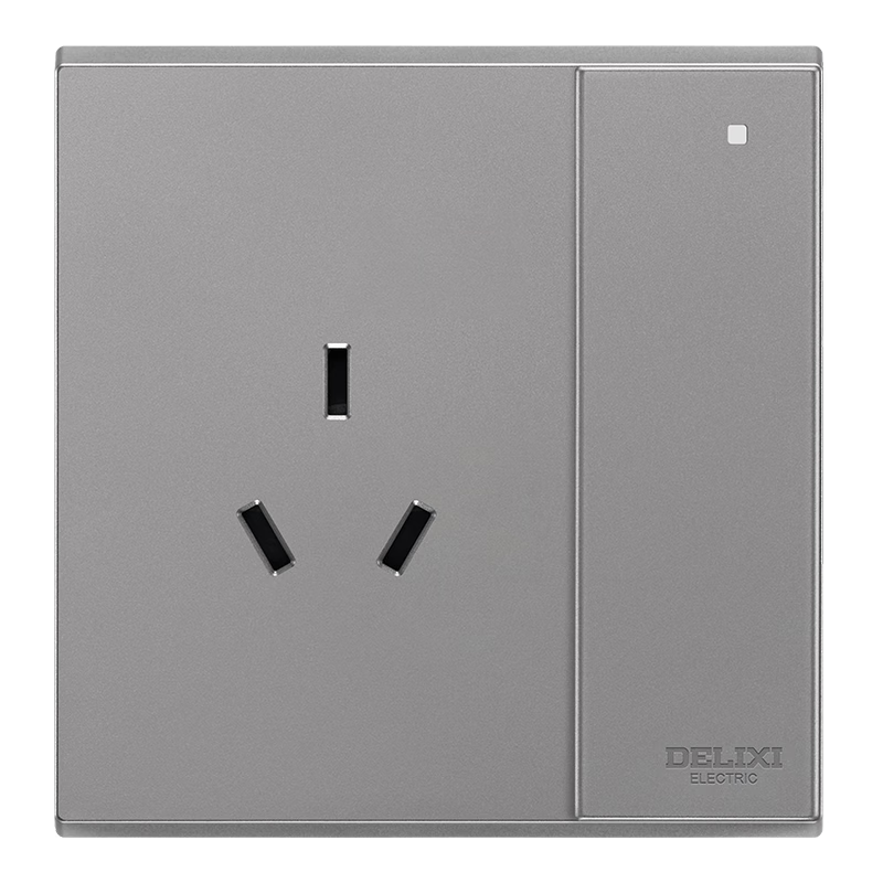 DELIXI Switch Socket Panel, 86 Type, CD229, 16A High Power, Single Switch with Three Holes, Space Gray Large Panel