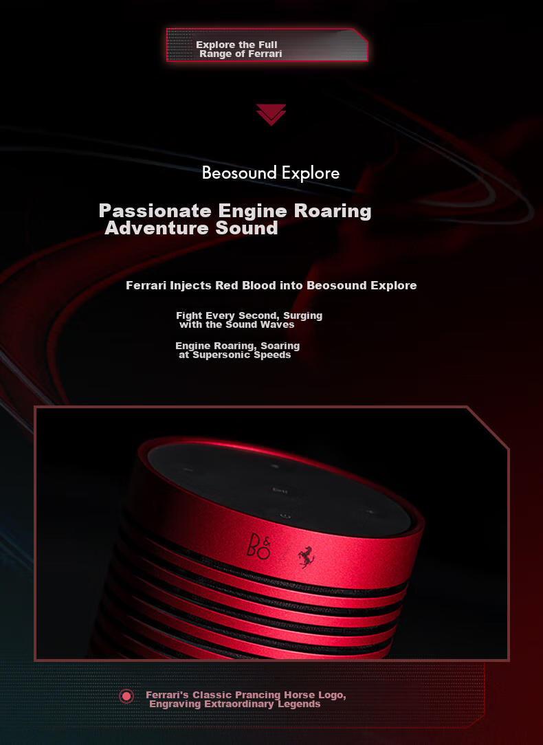 B&O [Ferrari Limited Edition] Beosound Explore Wireless Bluetooth Speaker, Portable B&O Audio Mini Waterproof Sports Portable Speaker, Birthday Gift 6