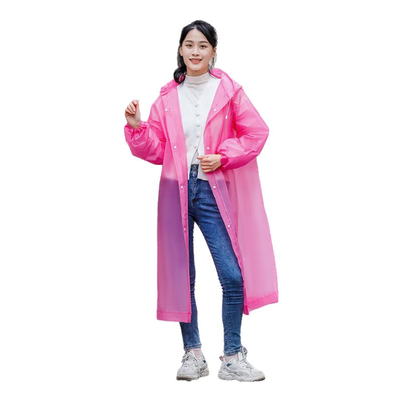 Moremerry Disposable Adult Thickened Full-body Raincoat Portable Outdoor Rafting Cycling Kids Card Rain Poncho Pink